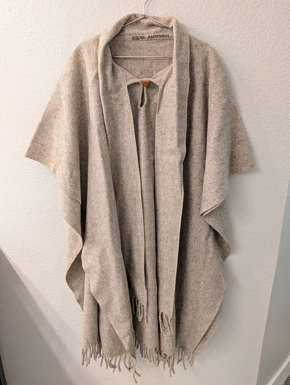 Wool Pullover Cape - Scarf Poncho - Natural Beige - One Size Fits Most